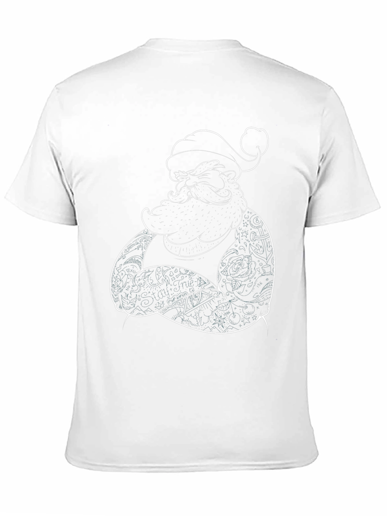 Tattooed Santa Graphic Tee - Black Cotton Shirt