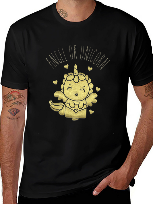 Angel or Unicorn Black Graphic T-Shirt