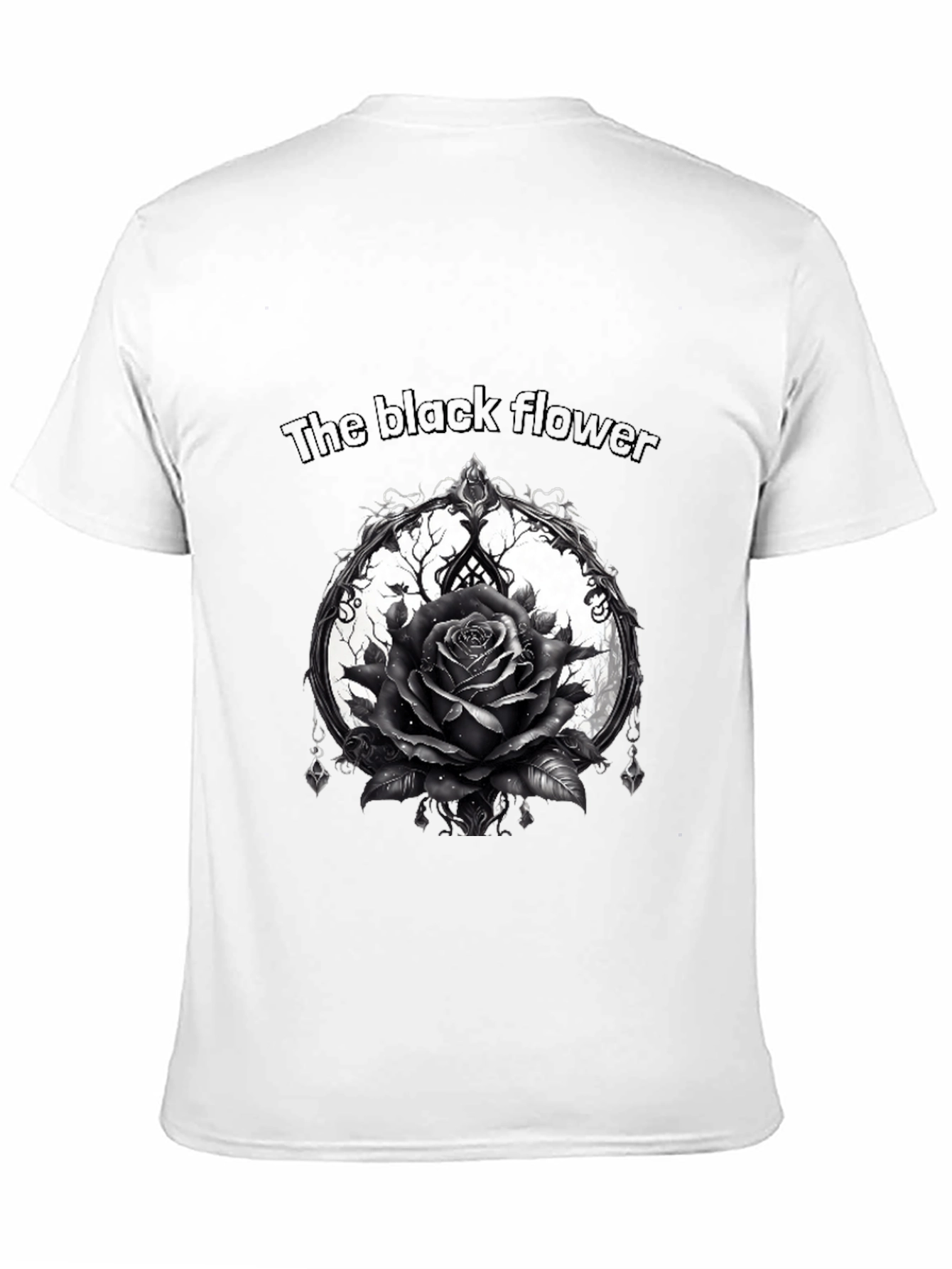 The Black Flower Graphic Tee - Gothic Rose Design