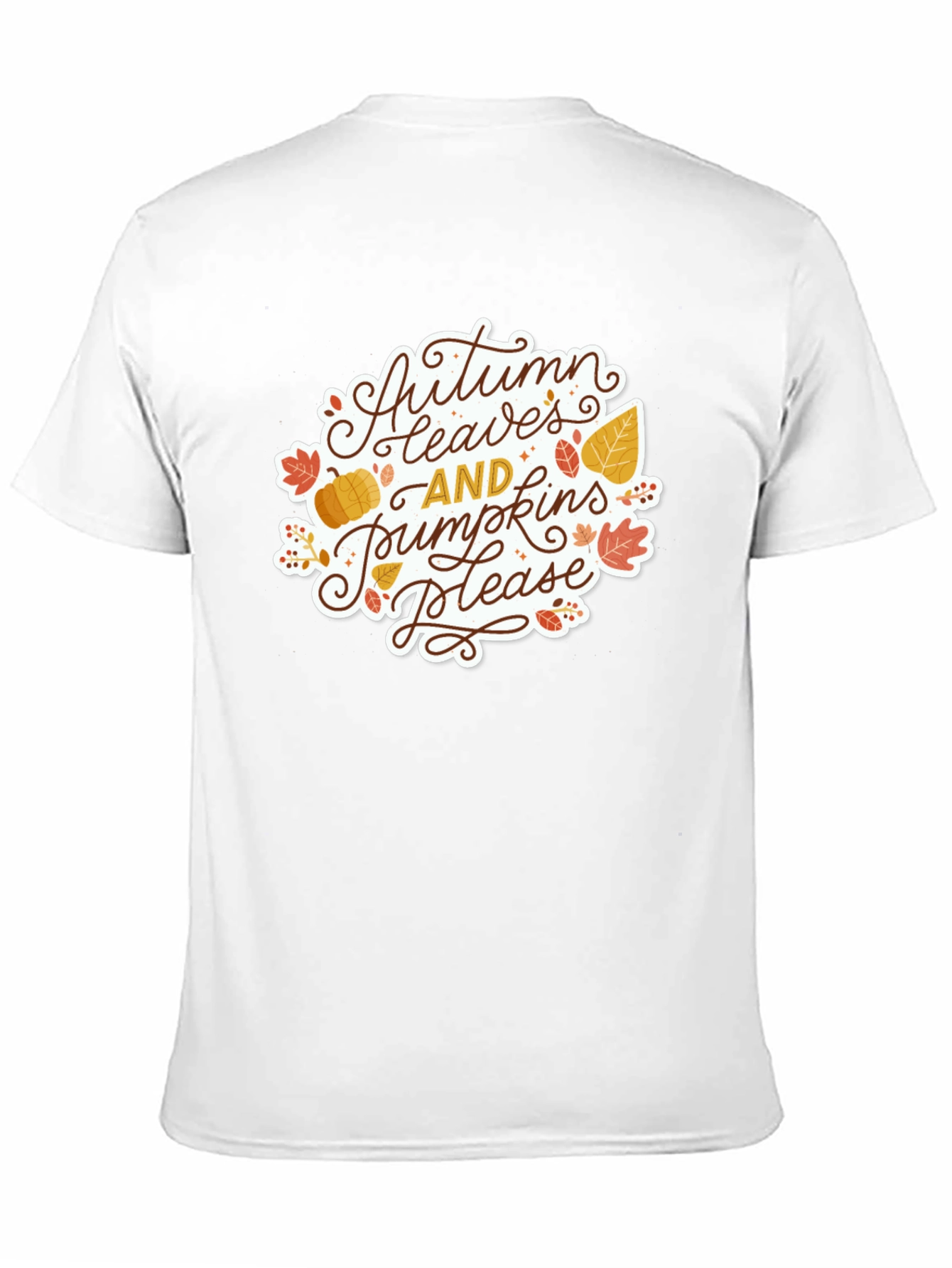 Autumn Leaves & Pumpkins Please Black T-Shirt