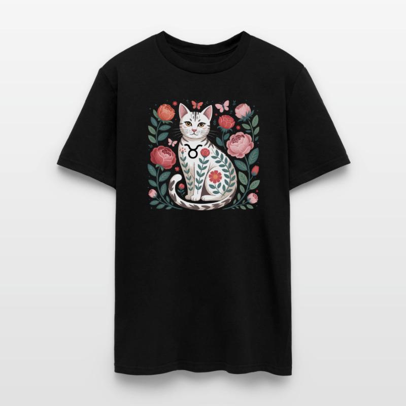 Taurus Zodiac Cat Floral Design