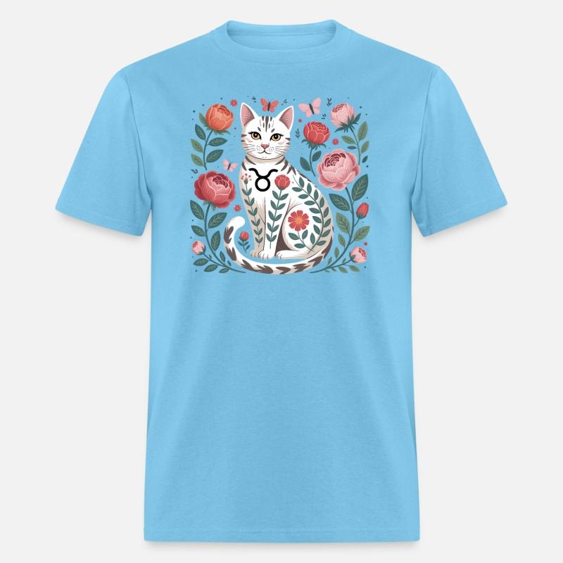 Taurus Zodiac Cat Floral Design