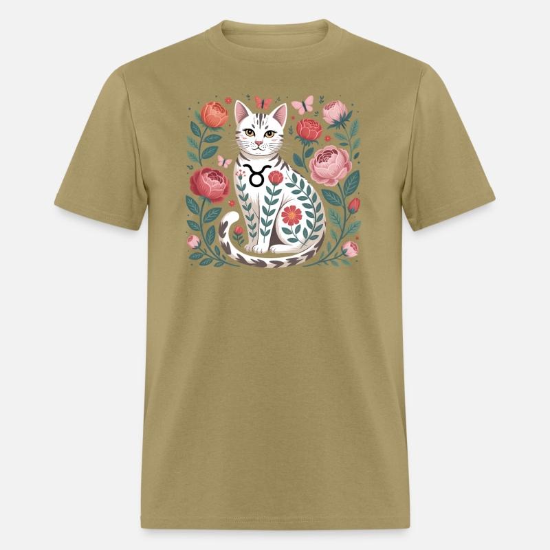 Taurus Zodiac Cat Floral Design