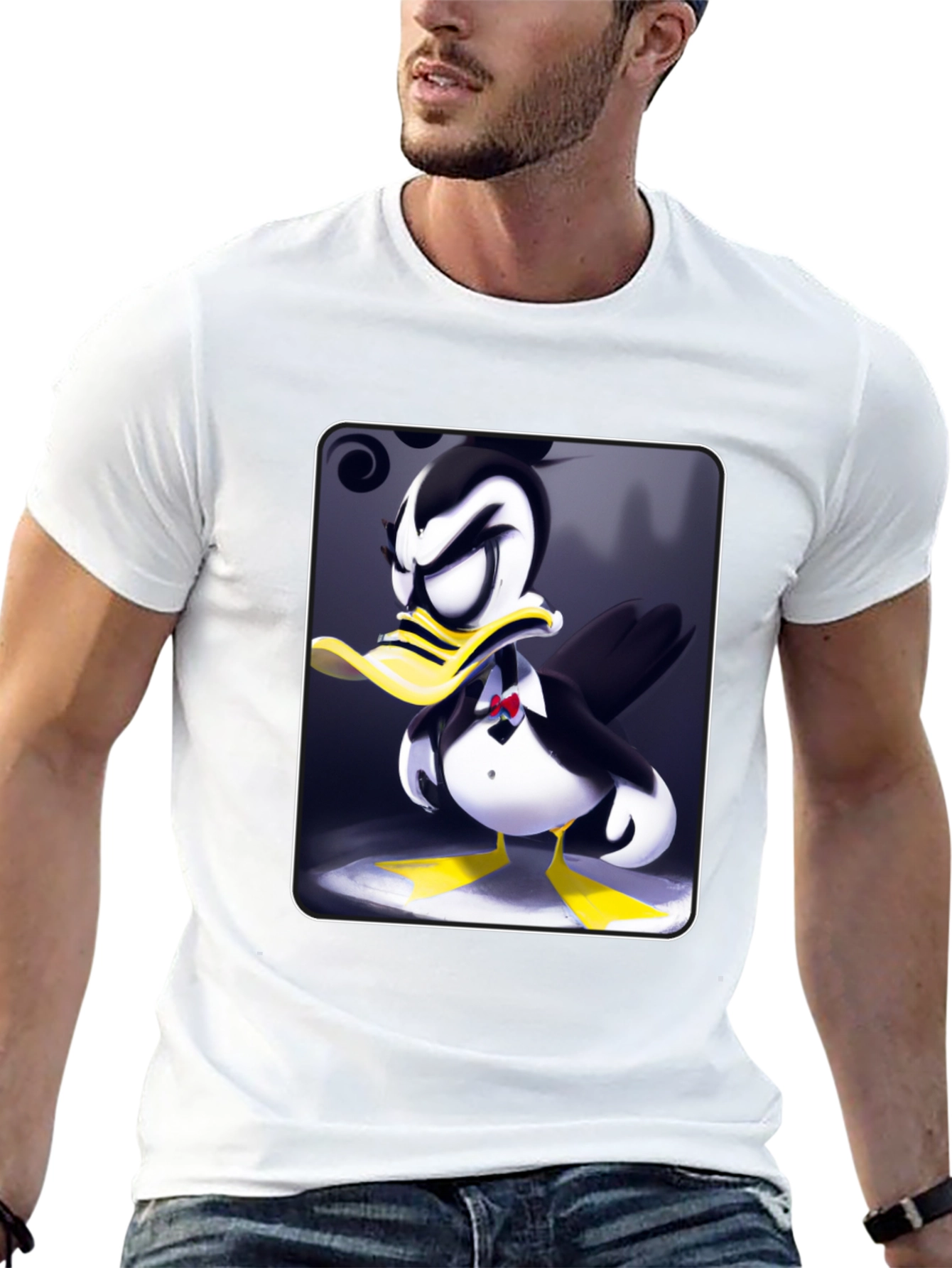 Tuxedo Duck Graphic Tee - Cartoon Style