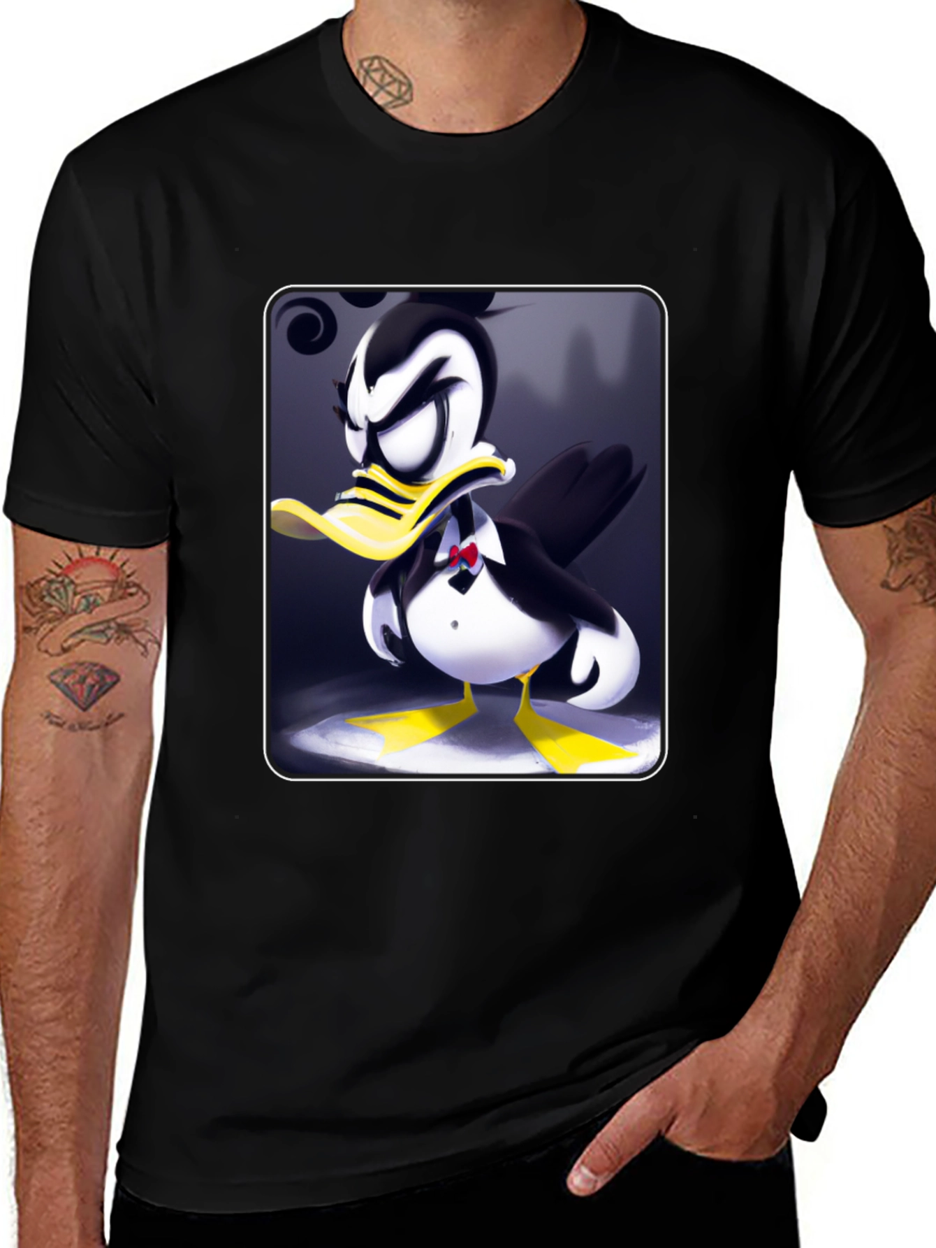 Tuxedo Duck Graphic Tee - Cartoon Style