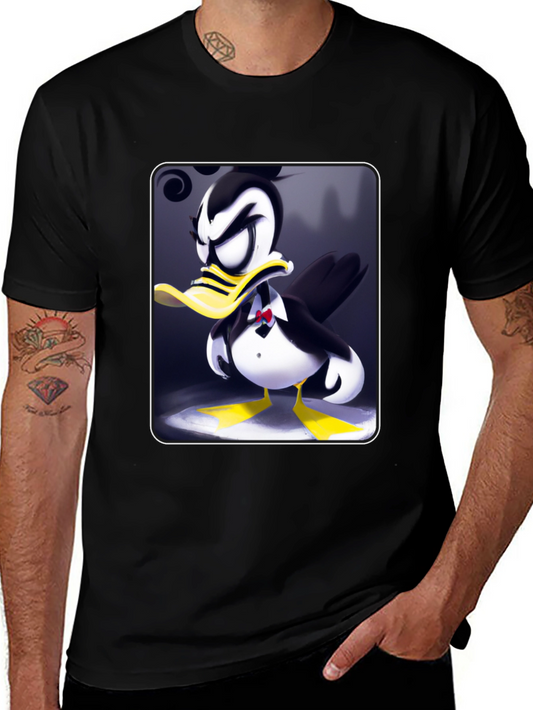 Tuxedo Duck Graphic Tee - Cartoon Style