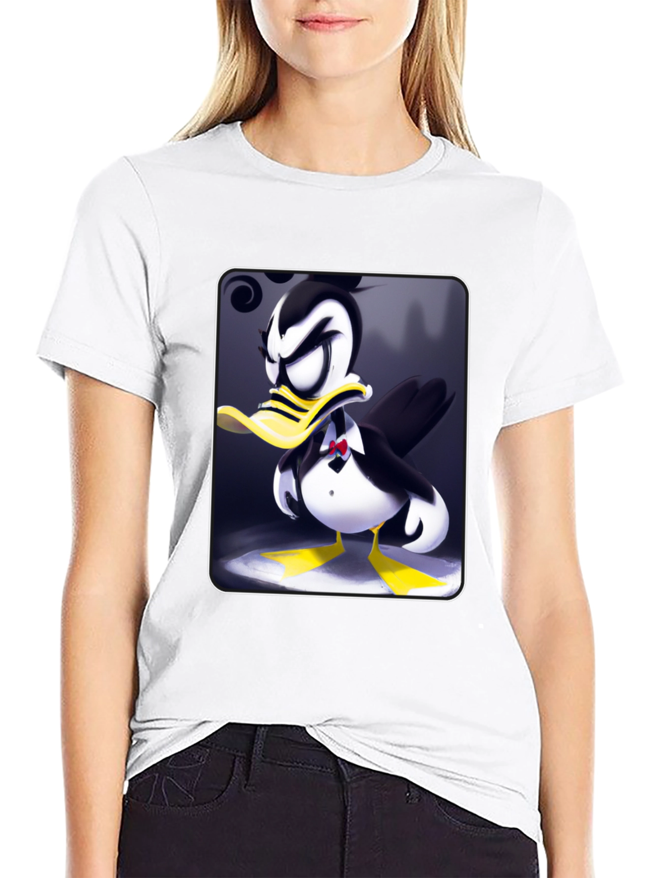 Tuxedo Duck Graphic Tee - Cartoon Style