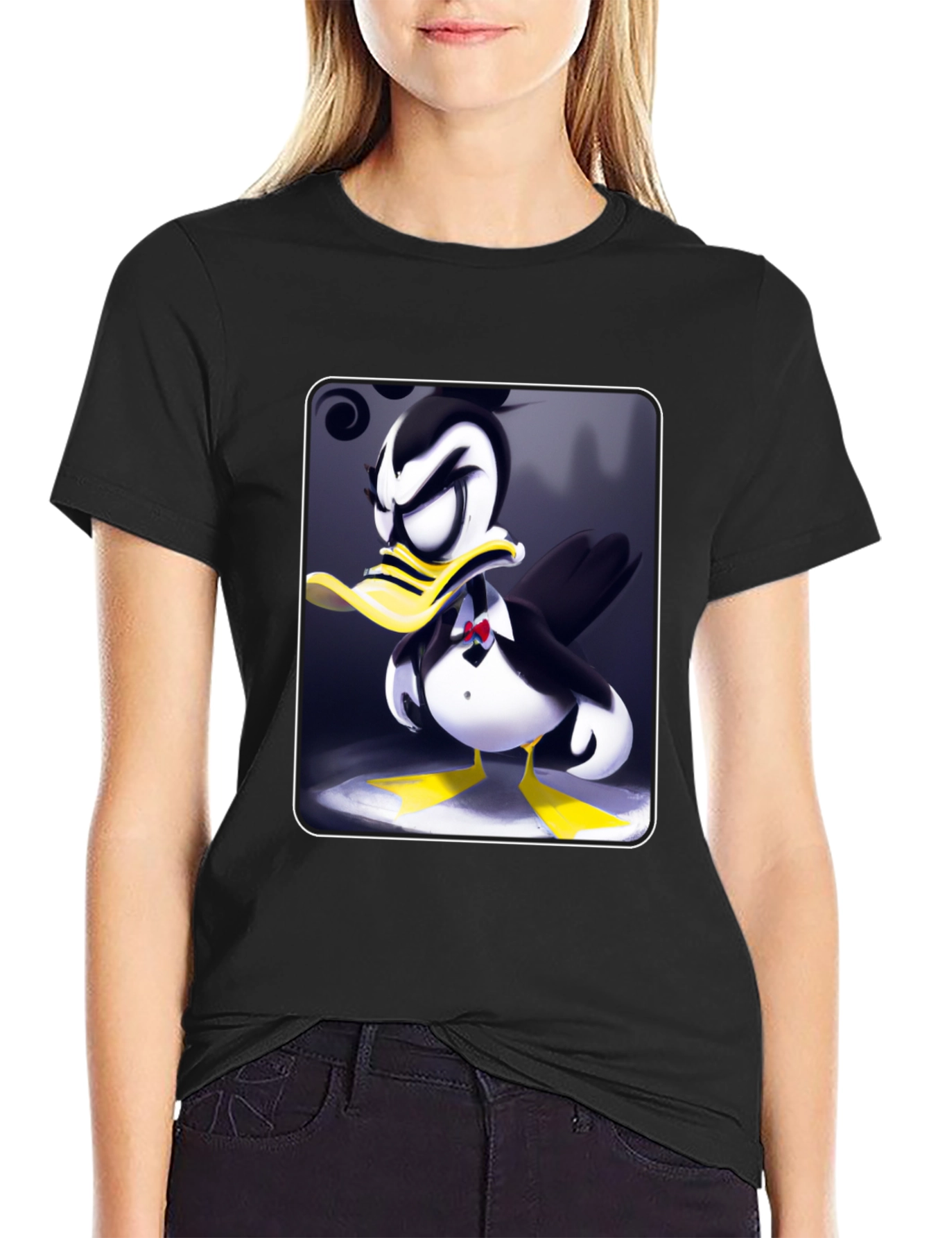Tuxedo Duck Graphic Tee - Cartoon Style