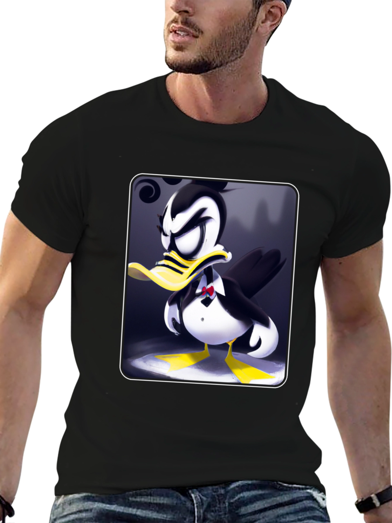 Tuxedo Duck Graphic Tee - Cartoon Style