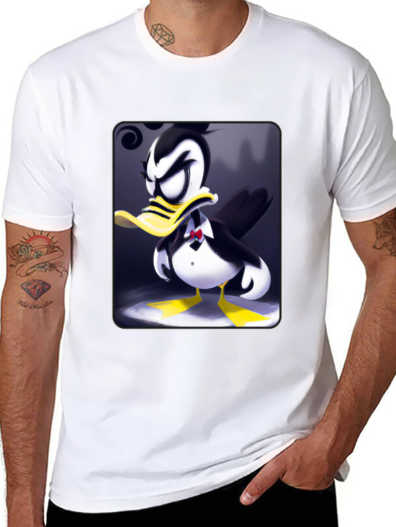 Tuxedo Duck Graphic Tee - Cartoon Style
