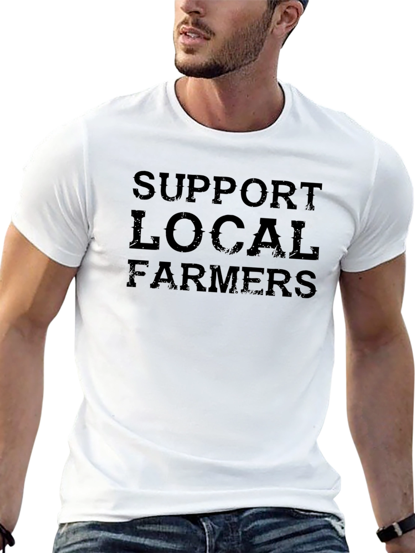 Support Local Farmers Black Cotton T-Shirt
