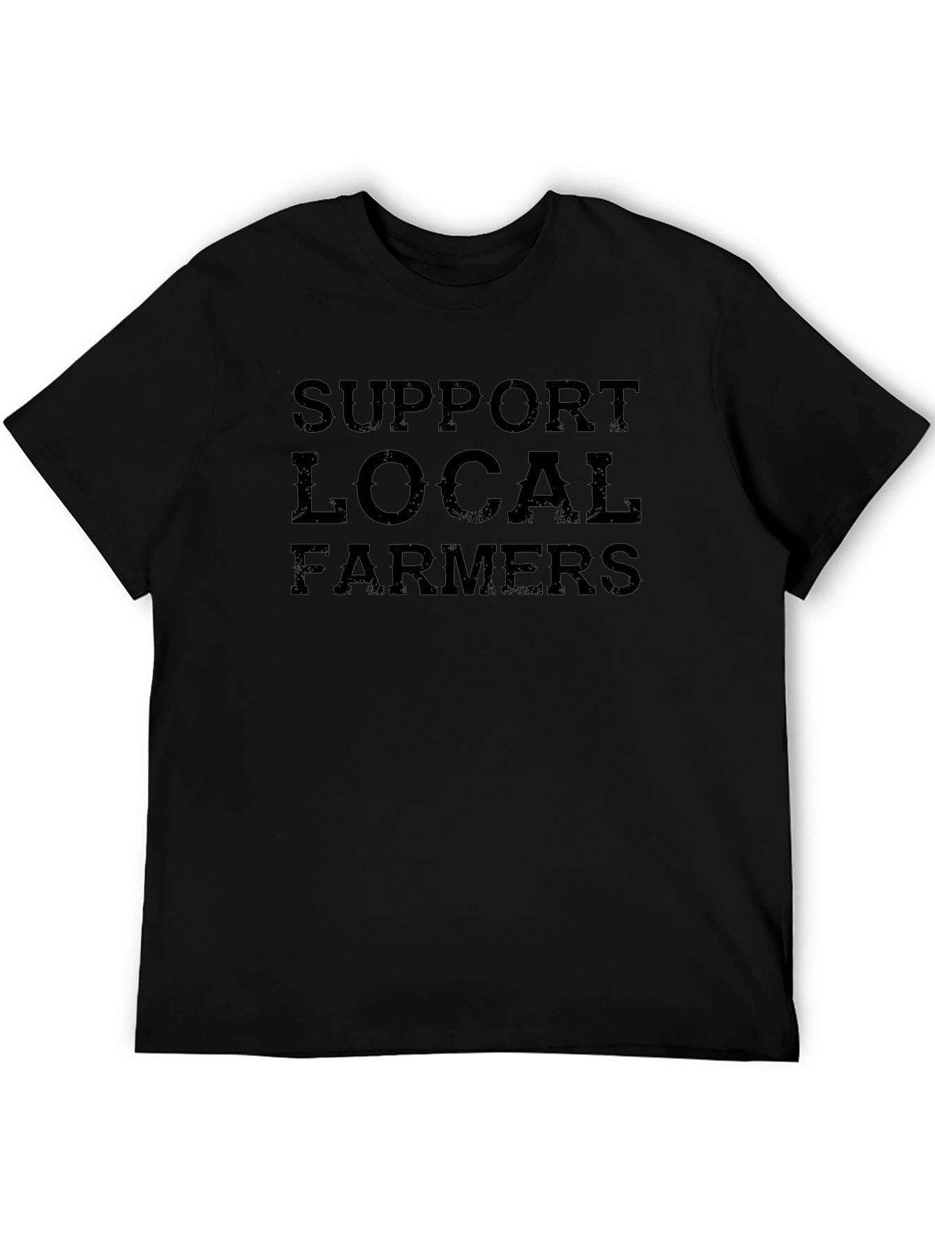 Support Local Farmers Black Cotton T-Shirt