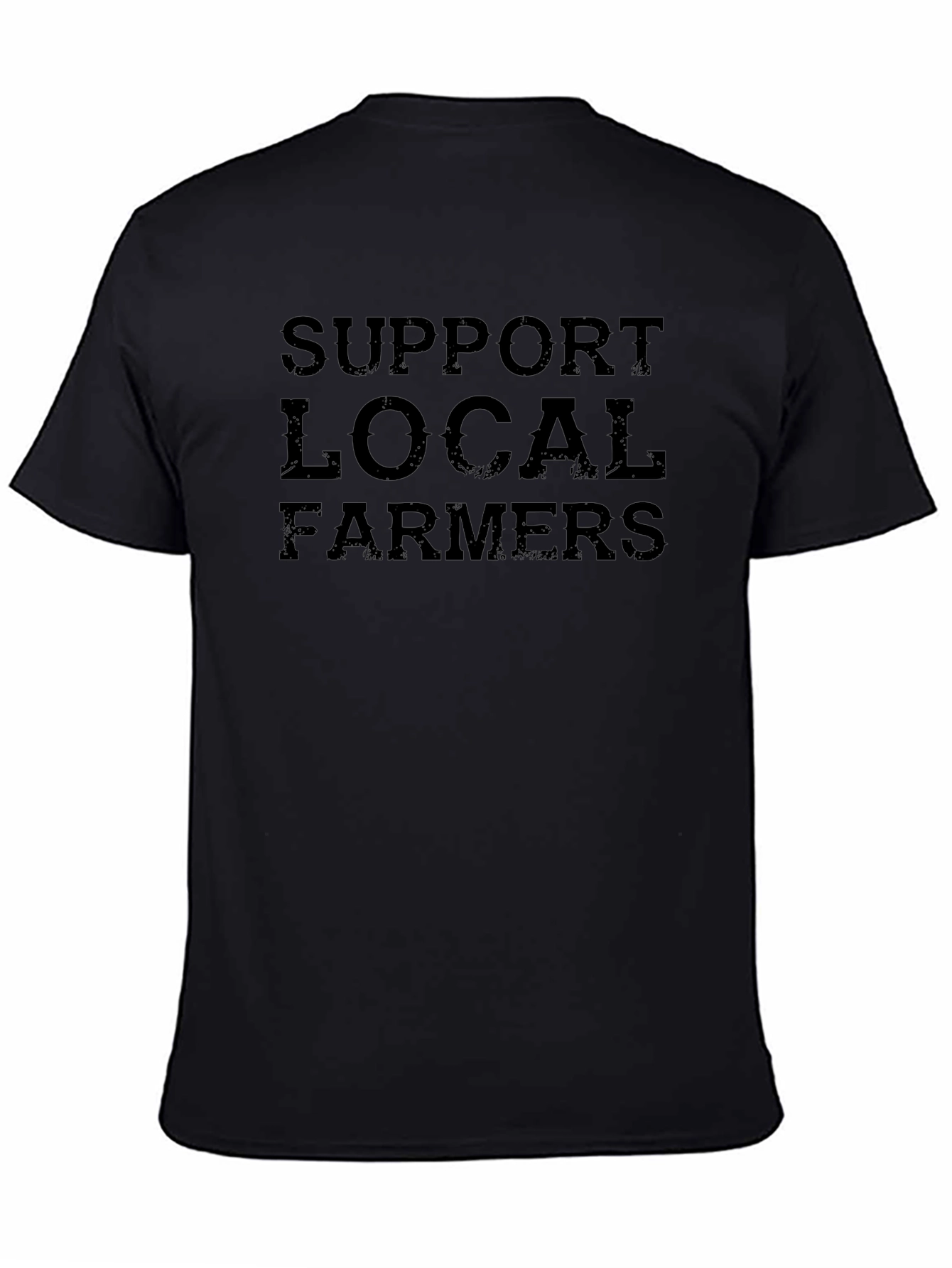Support Local Farmers Black Cotton T-Shirt