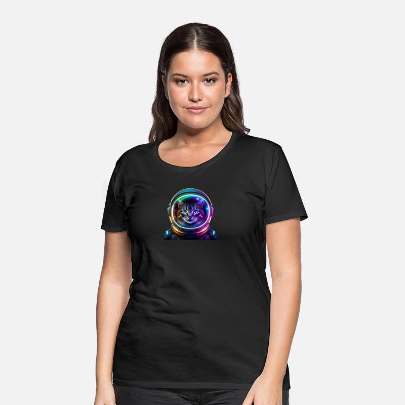 Trendy Funny Astronaut Cat Lightning rainbow neon