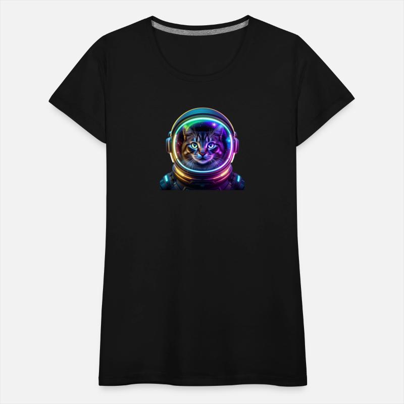 Trendy Funny Astronaut Cat Lightning rainbow neon