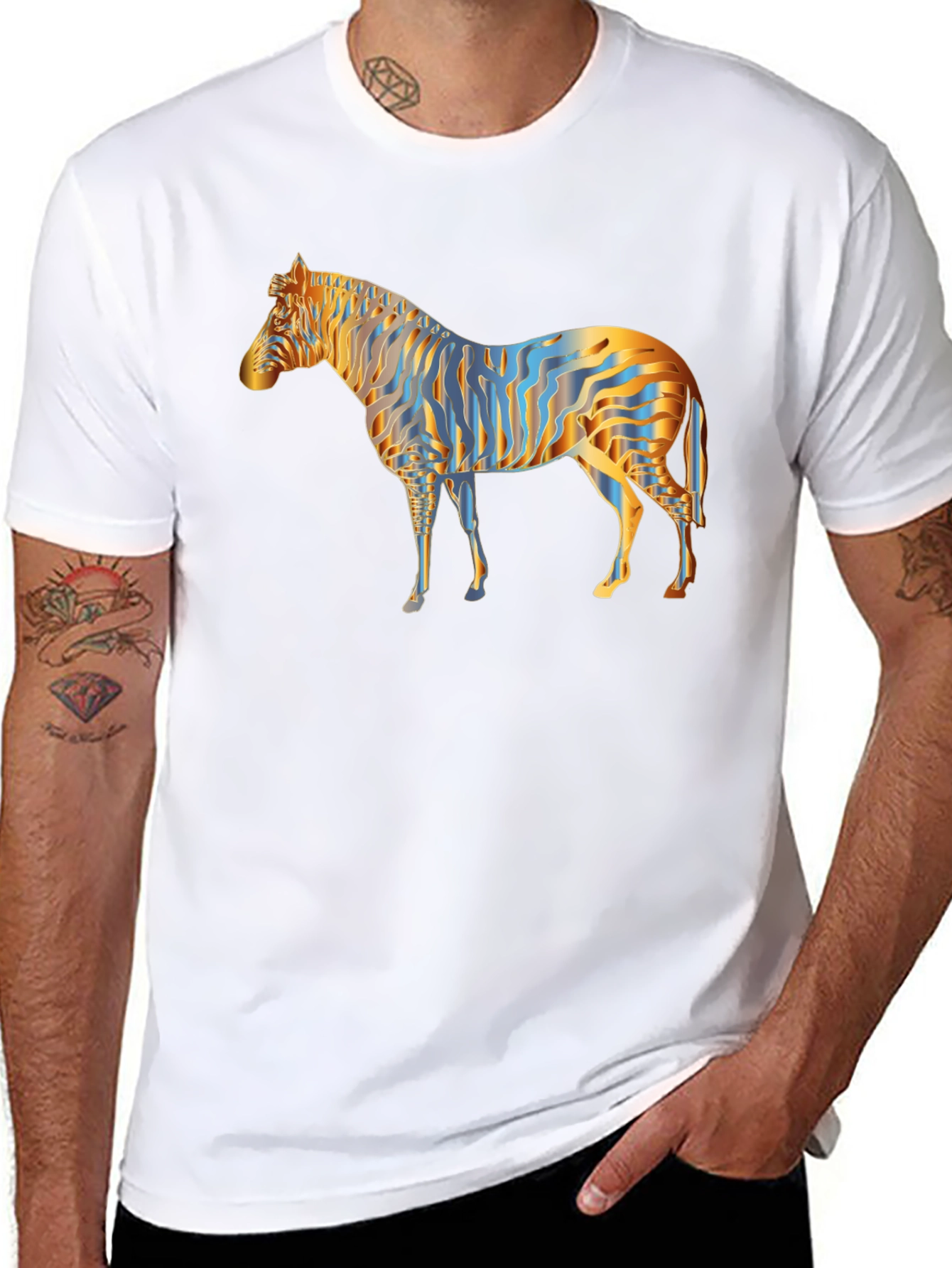 Striking Zebra Print Black T-Shirt