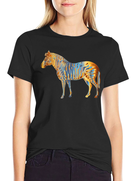 Striking Zebra Print Black T-Shirt