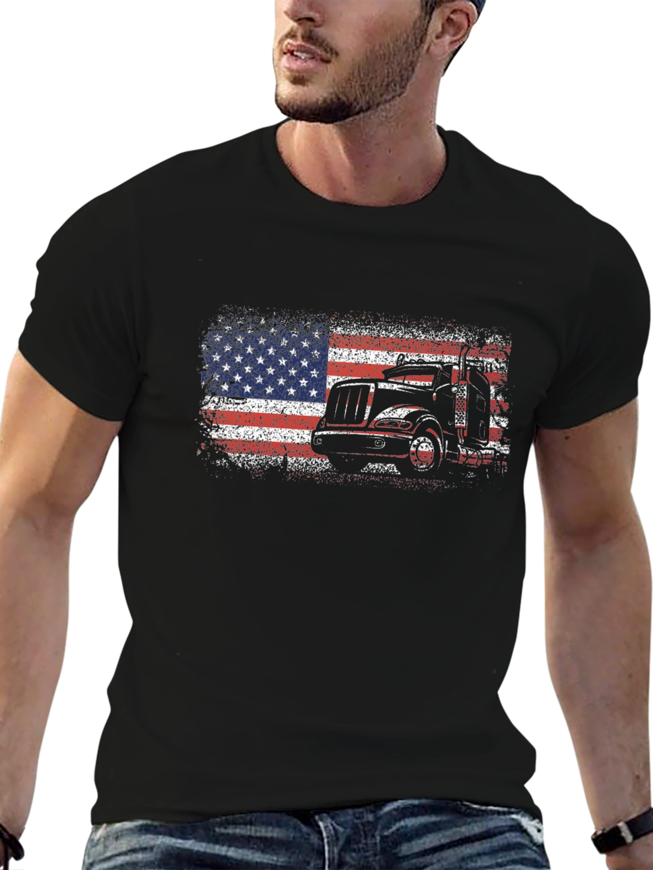 American Flag Trucker T-Shirt