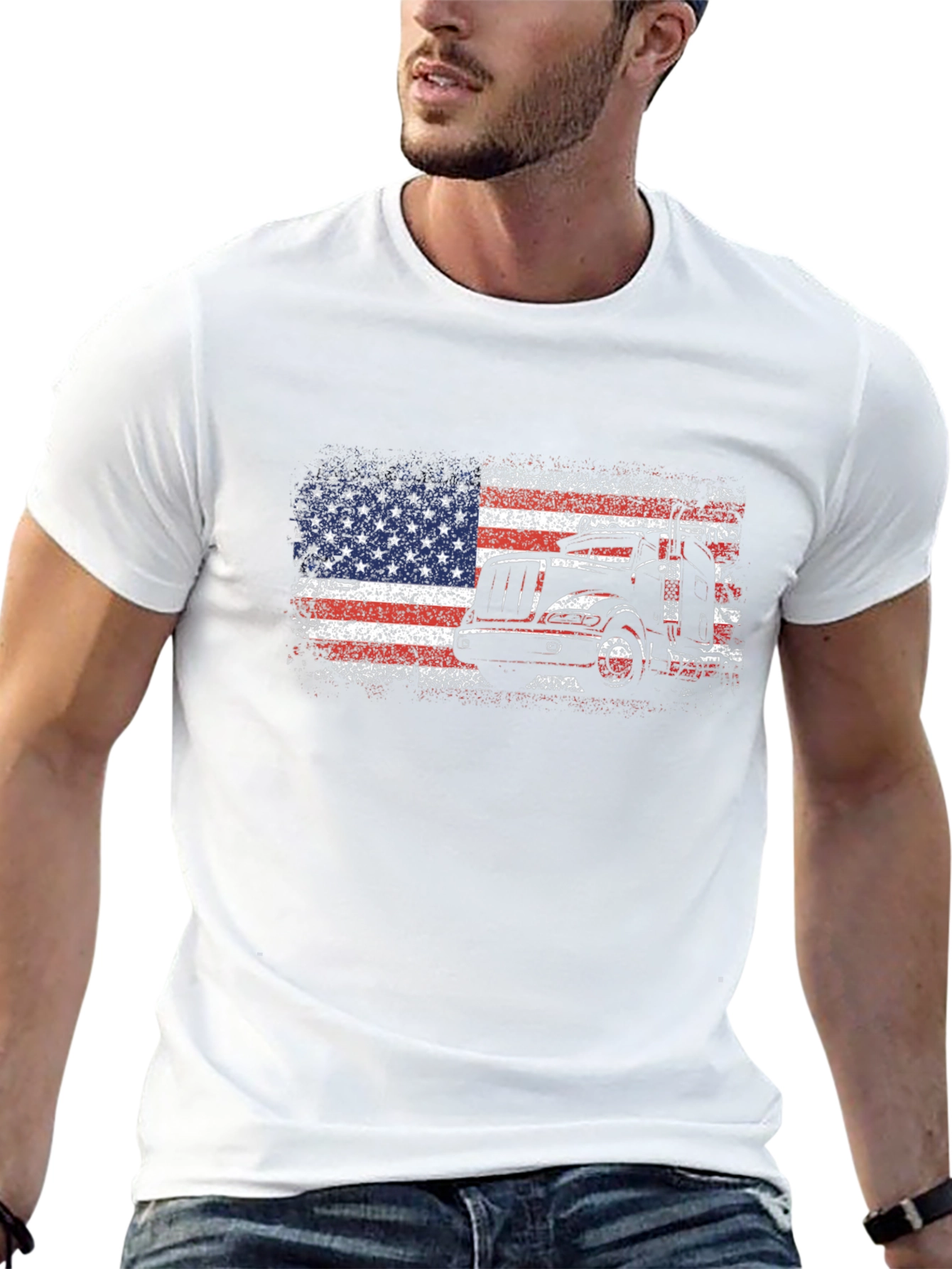 American Flag Trucker T-Shirt