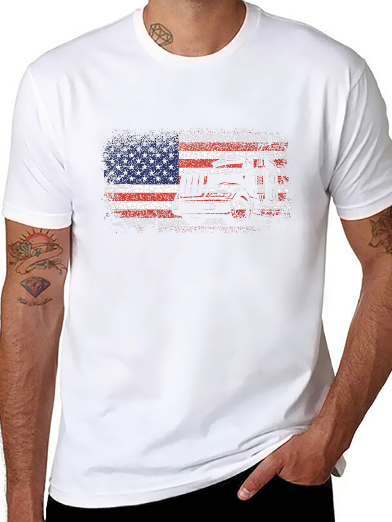 American Flag Trucker T-Shirt
