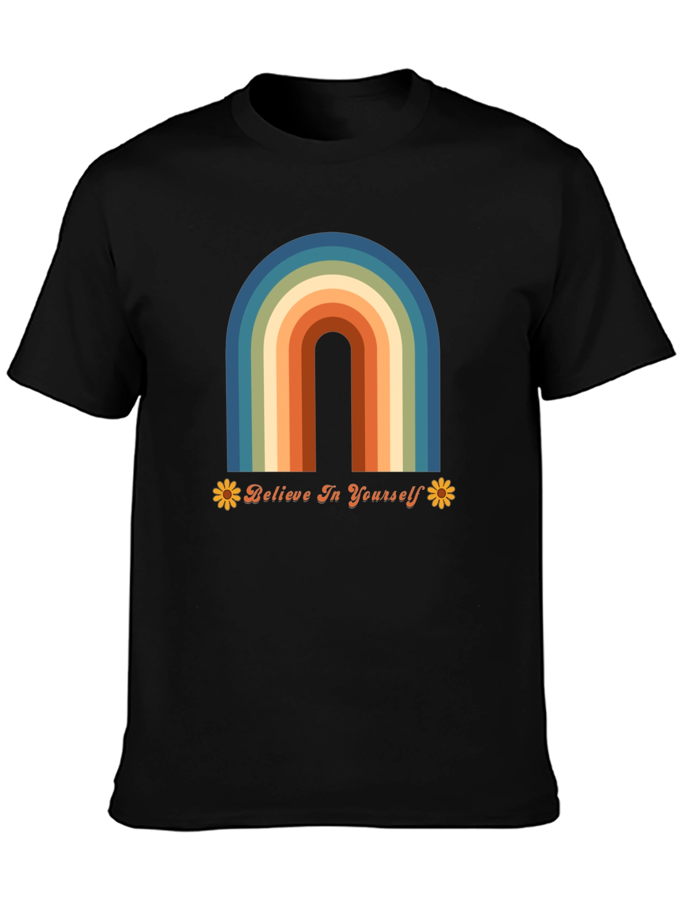 Believe In Yourself Retro Rainbow Graphic Tee