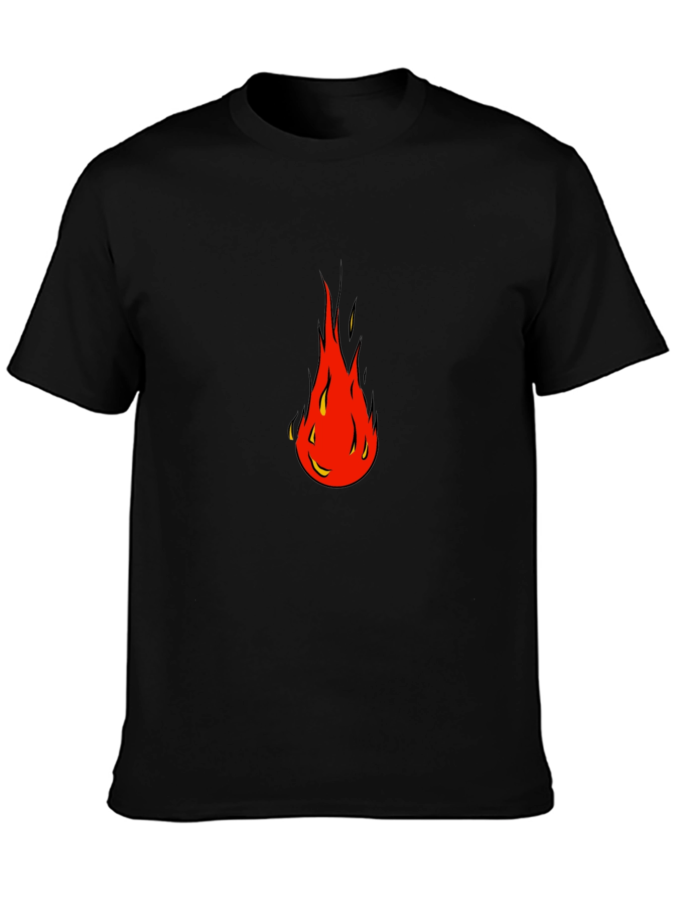 Bold Flame Graphic Tee - Black Cotton Blend Shirt