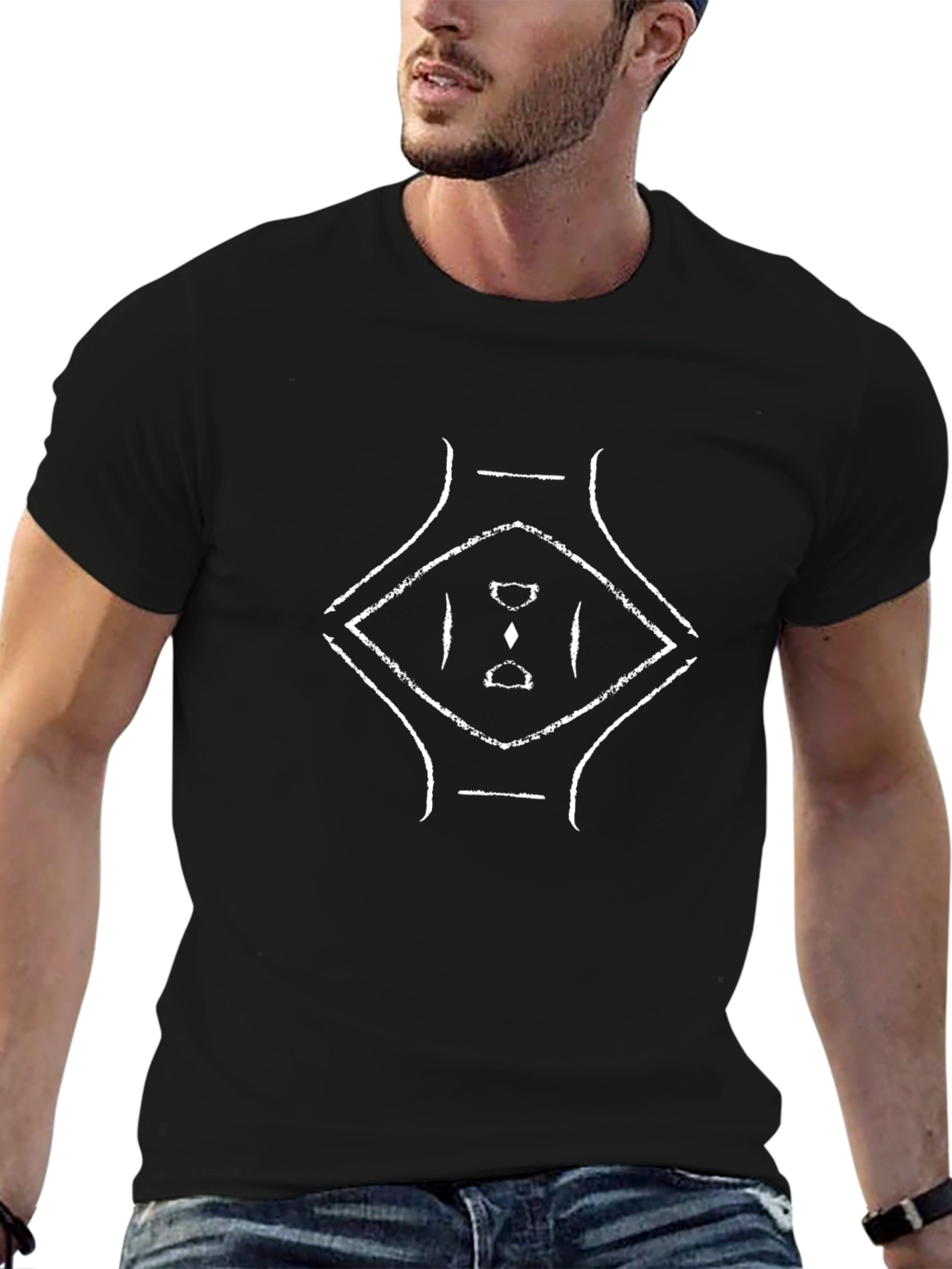 Unique Graphic Tee - Black Cotton Blend Casual Wear