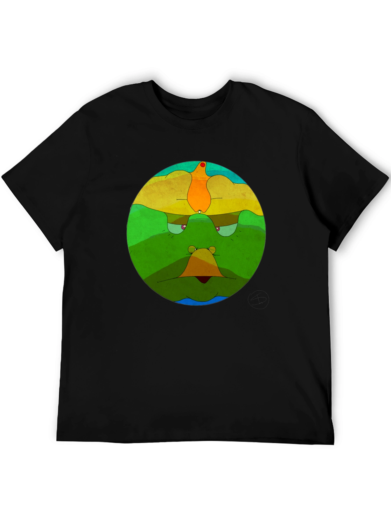 Abstract Face Graphic Black T-Shirt