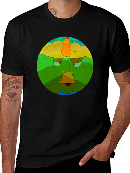 Abstract Face Graphic Black T-Shirt