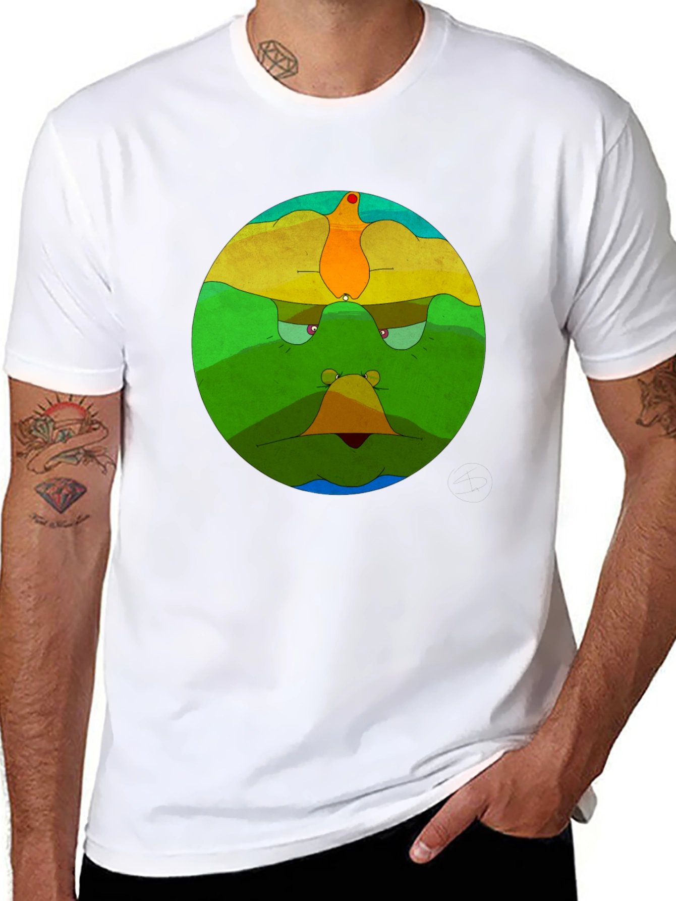 Abstract Face Graphic Black T-Shirt