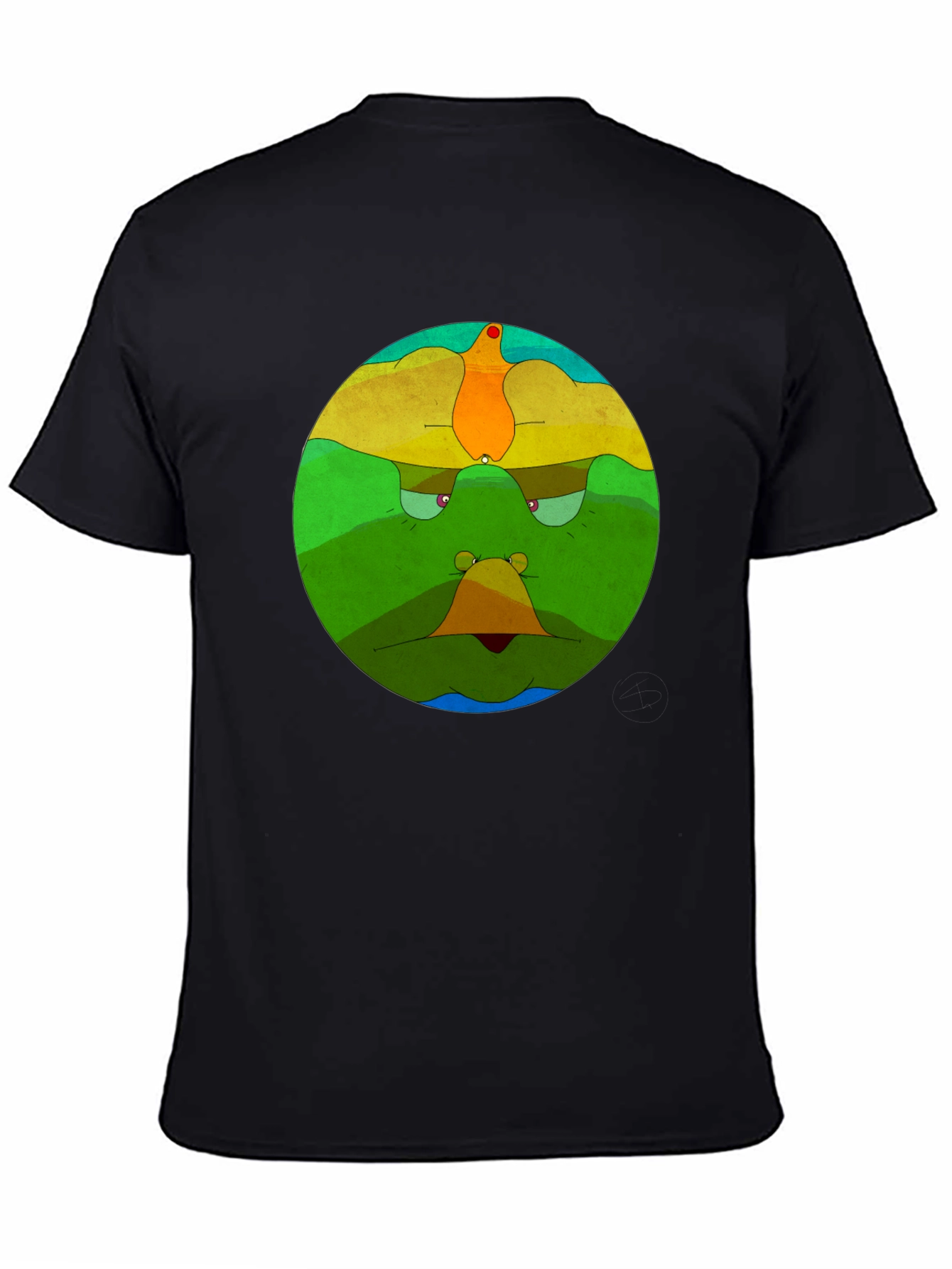 Abstract Face Graphic Black T-Shirt