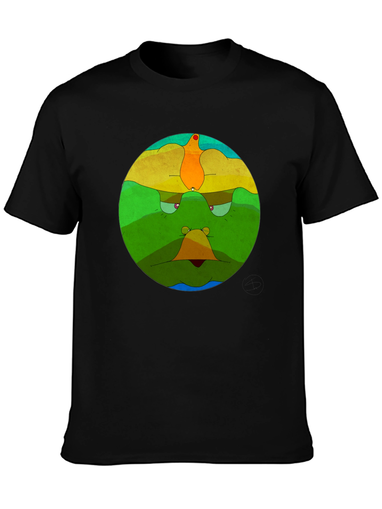 Abstract Face Graphic Black T-Shirt