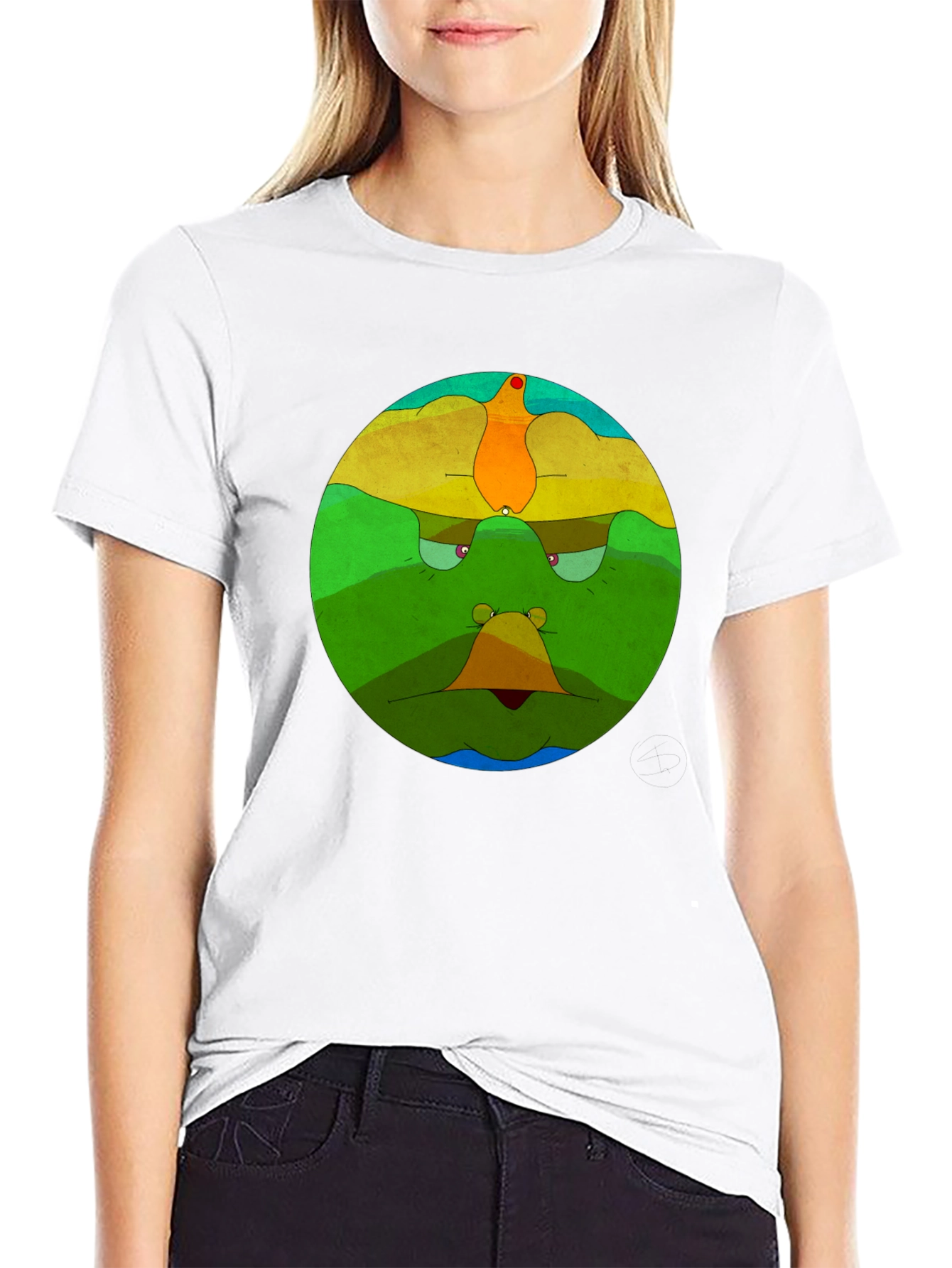 Abstract Face Graphic Black T-Shirt