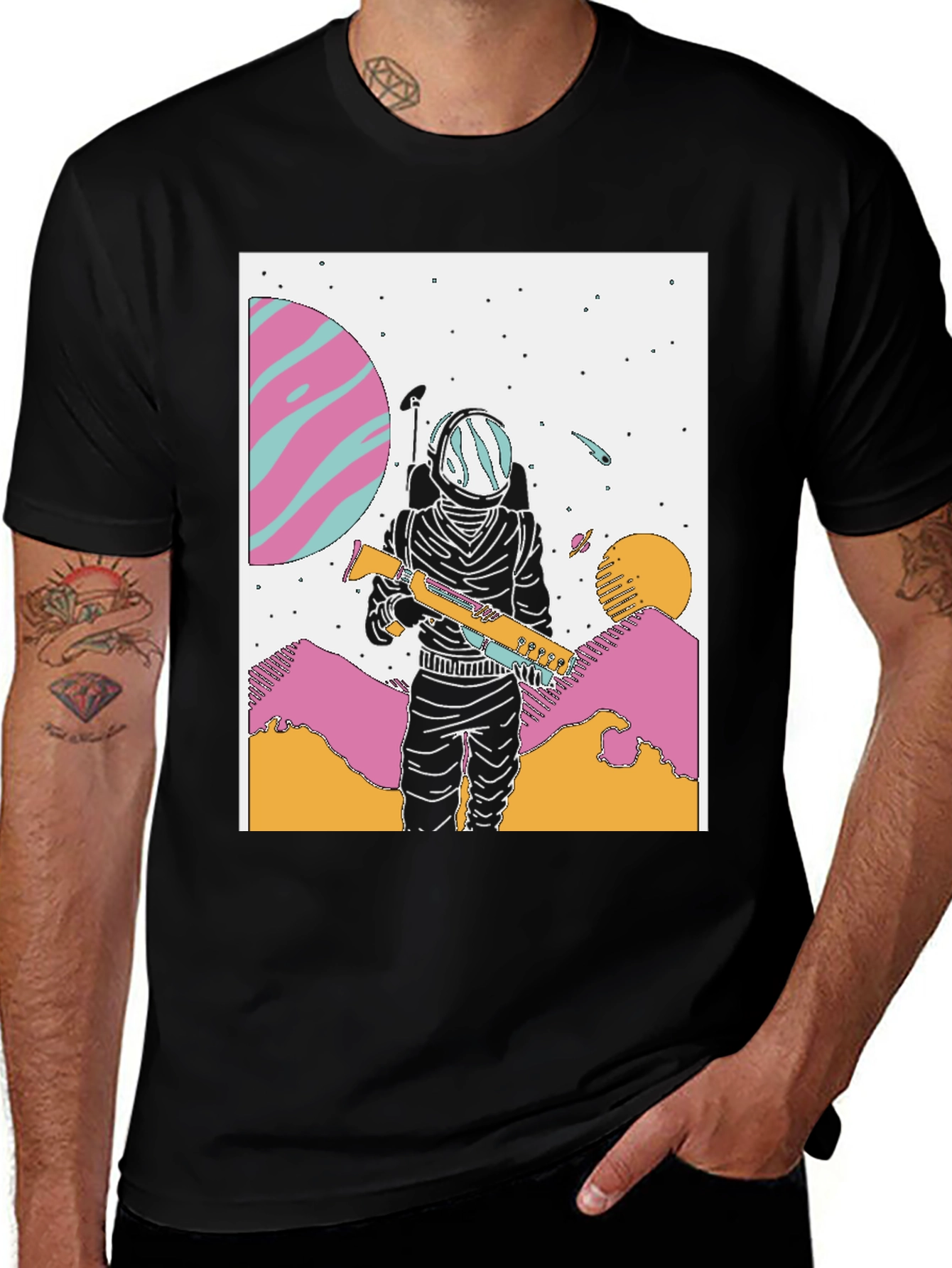 Astronaut Graphic Tee - Retro Space Adventure