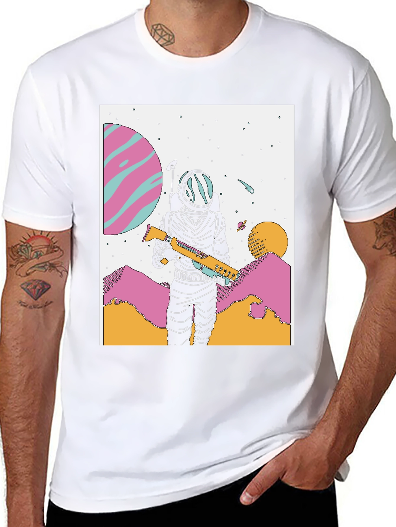 Astronaut Graphic Tee - Retro Space Adventure