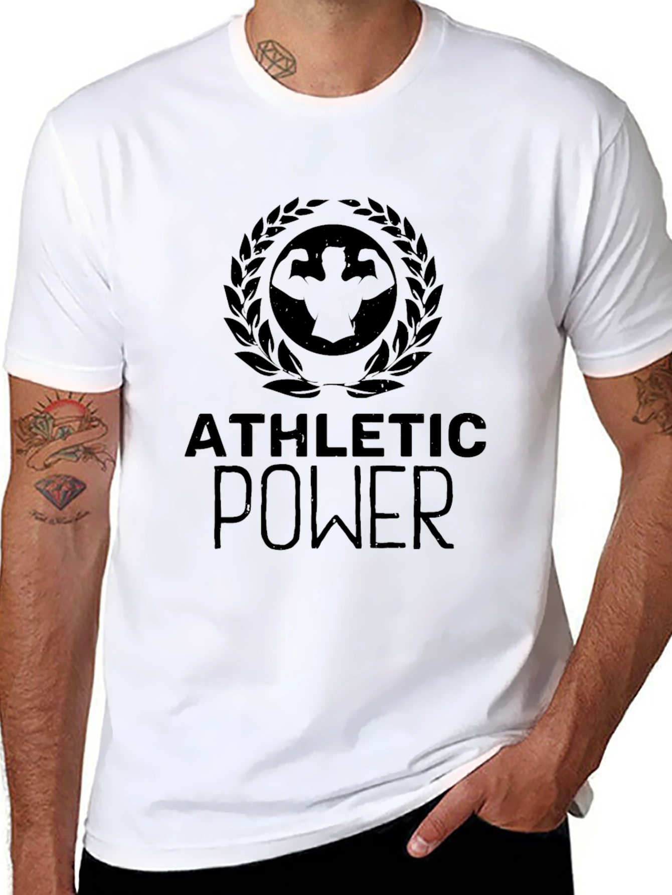 Athletic Power Graphic Tee - Bodybuilder Design