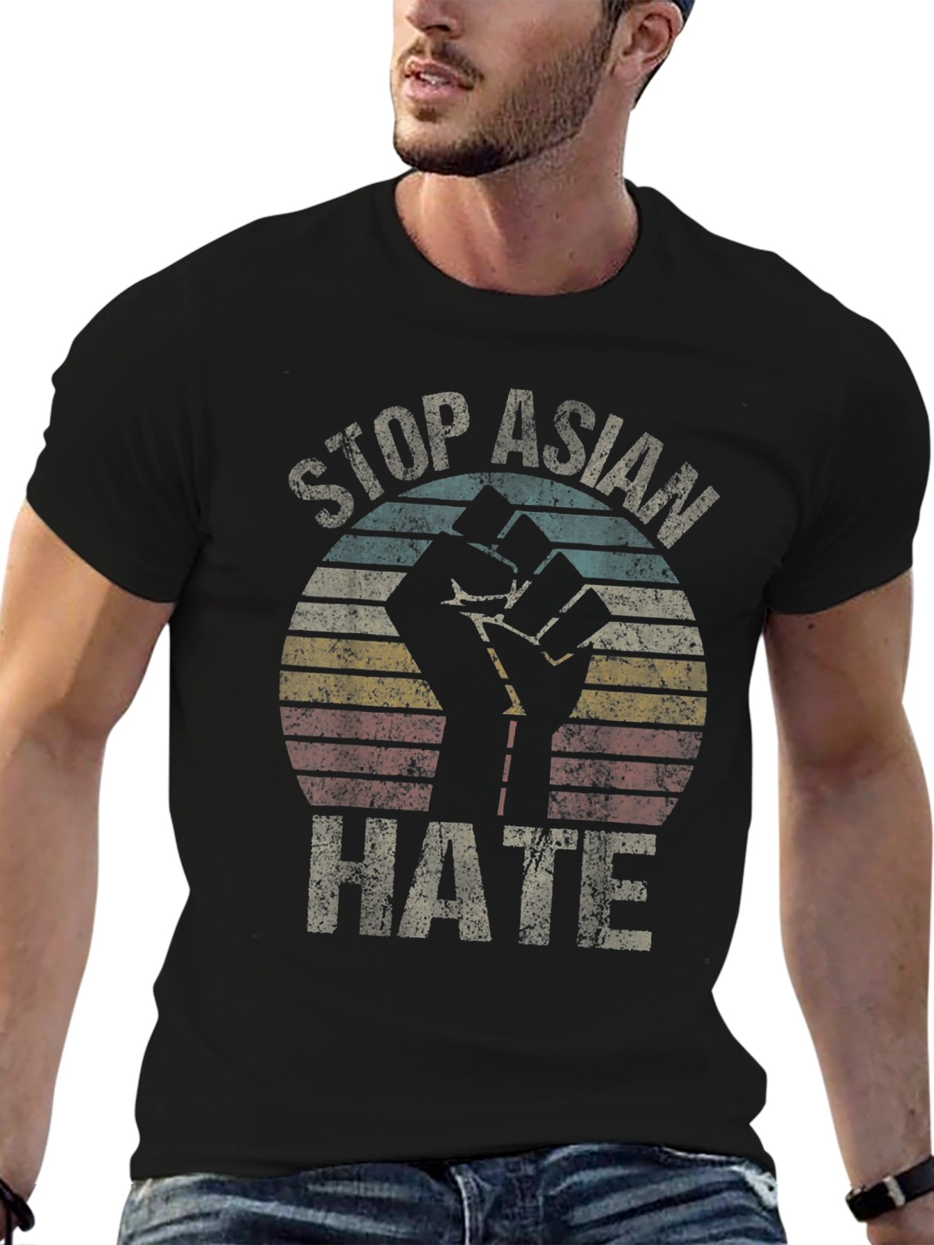 Stop Asian Hate T-Shirt Fist Graphic Tee Activism