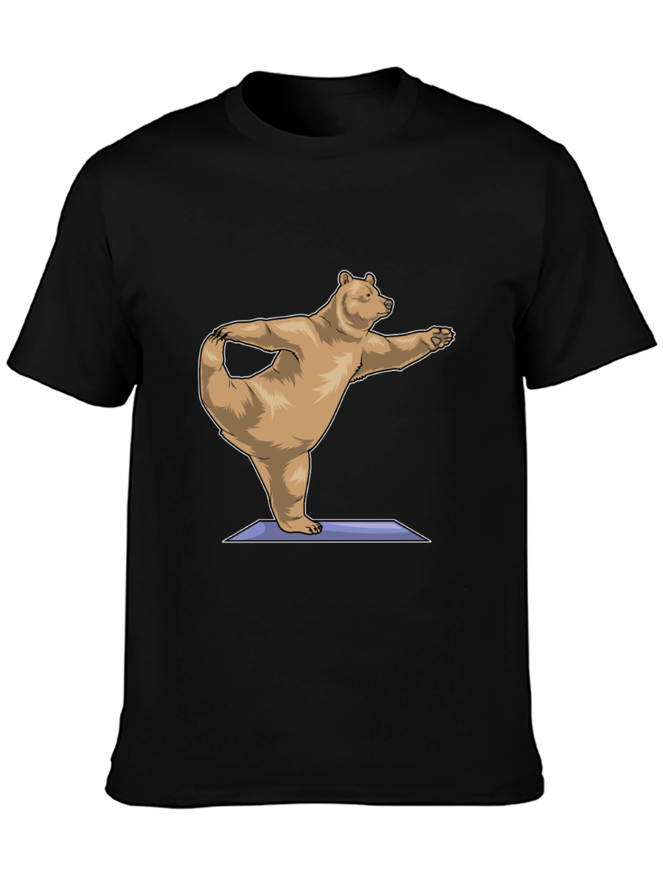 Yoga Bear Graphic Tee - Black Cotton Comfort
