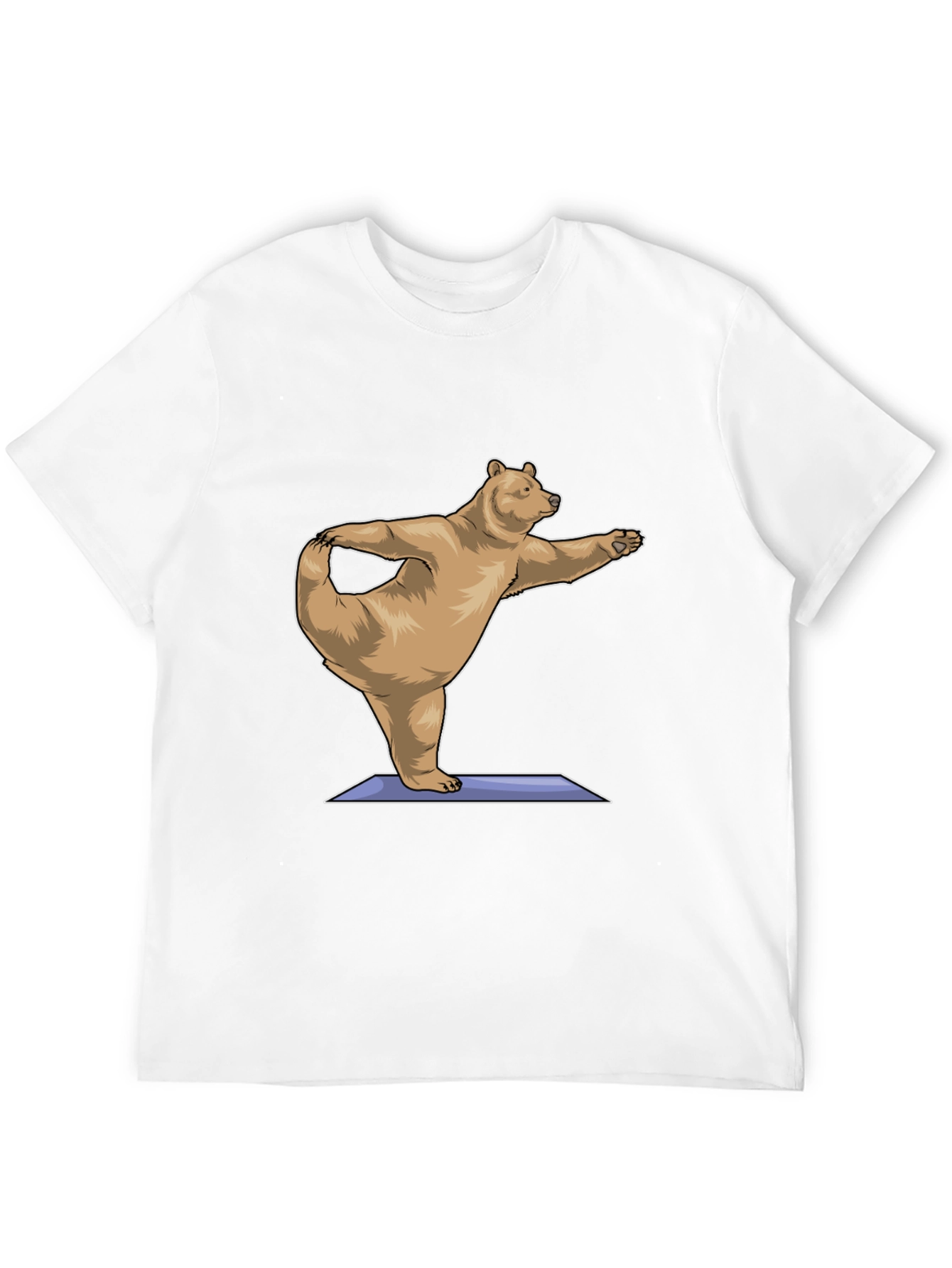 Yoga Bear Graphic Tee - Black Cotton Comfort