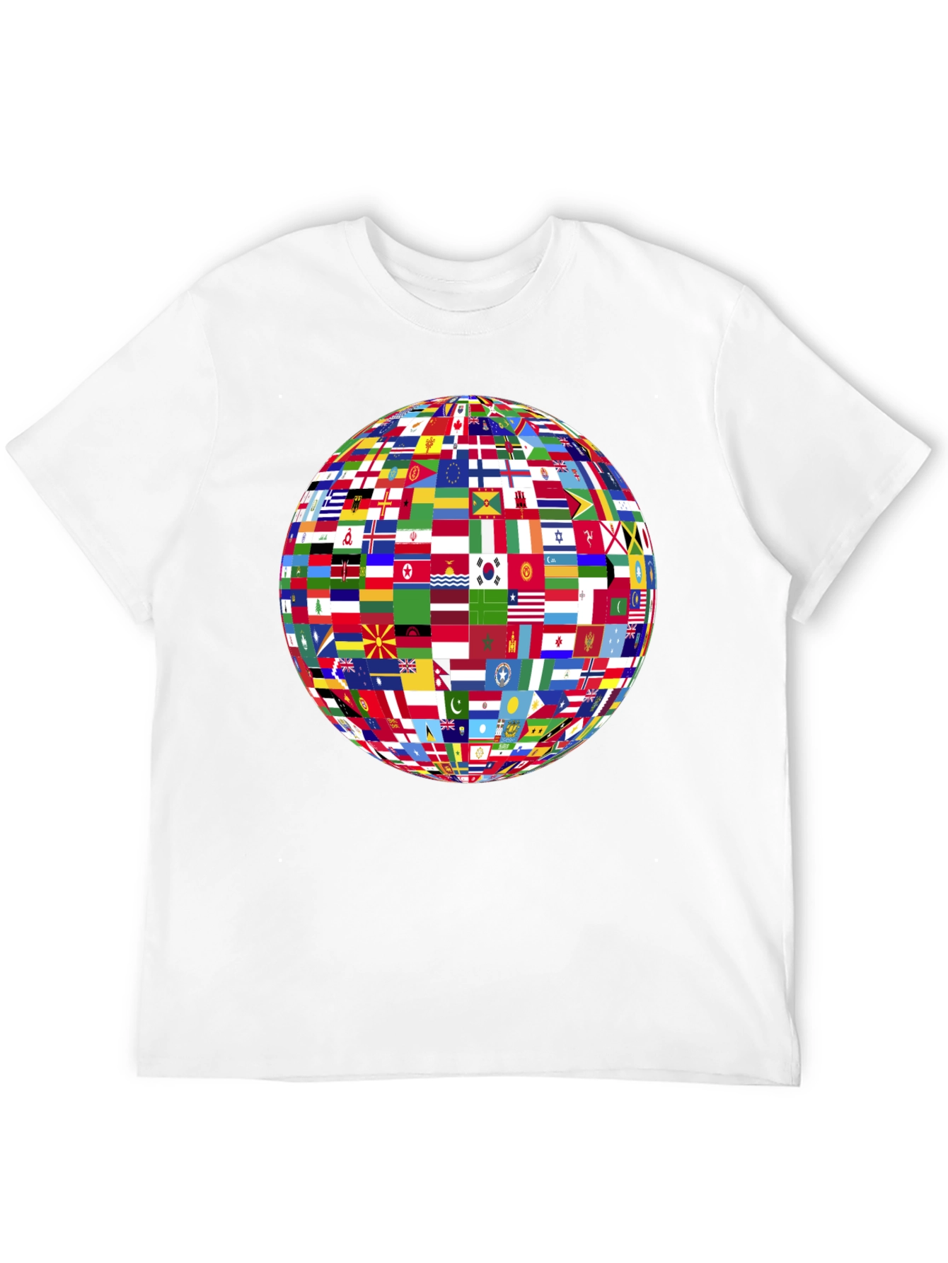 World Flags Globe Graphic Black T-Shirt