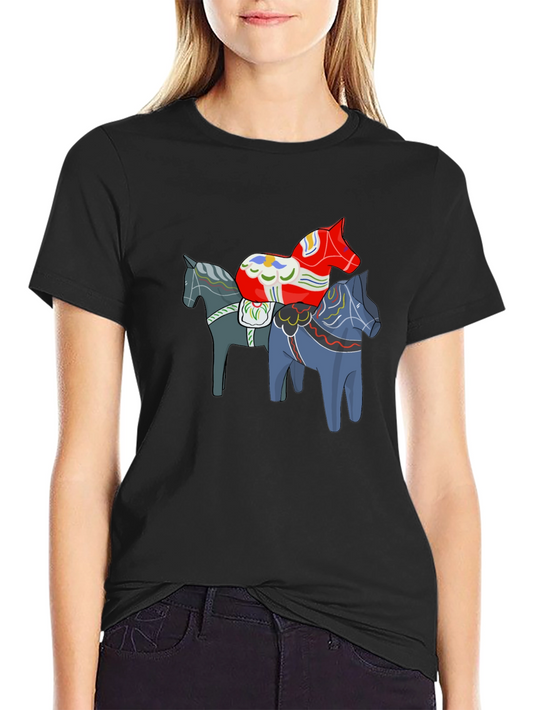 Swedish Dala Horse T-Shirt - Unique Folk Art Design