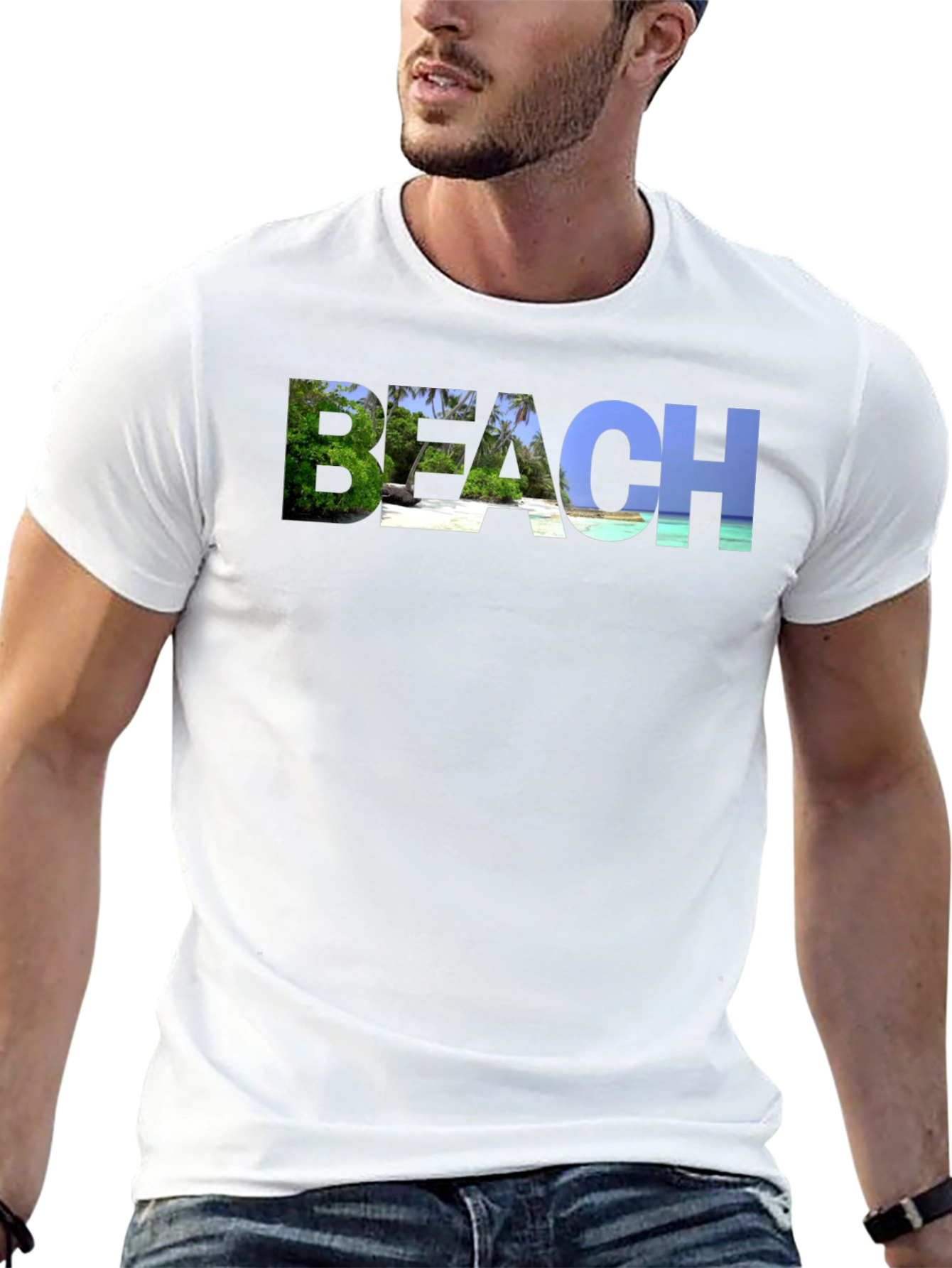 Beach Graphic Black T-Shirt