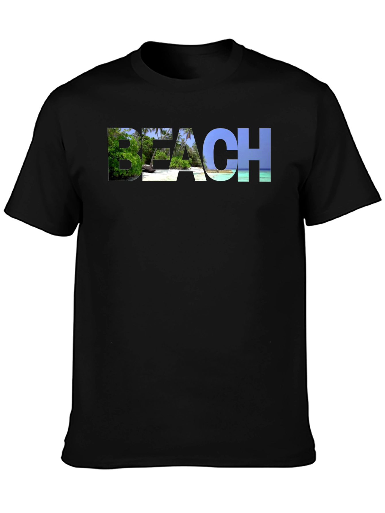 Beach Graphic Black T-Shirt