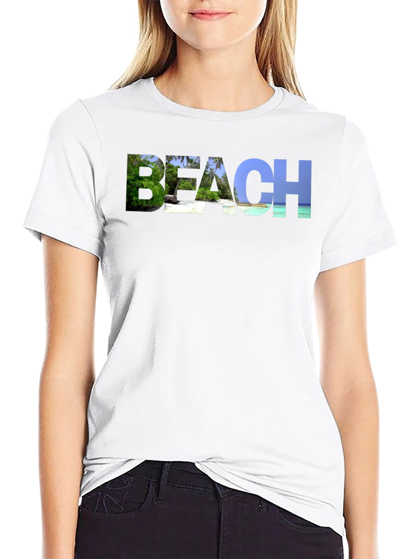Beach Graphic Black T-Shirt