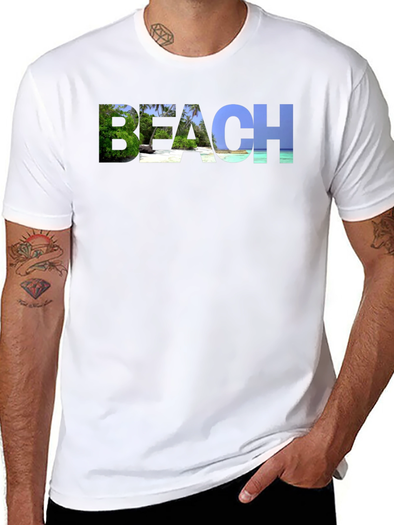 Beach Graphic Black T-Shirt