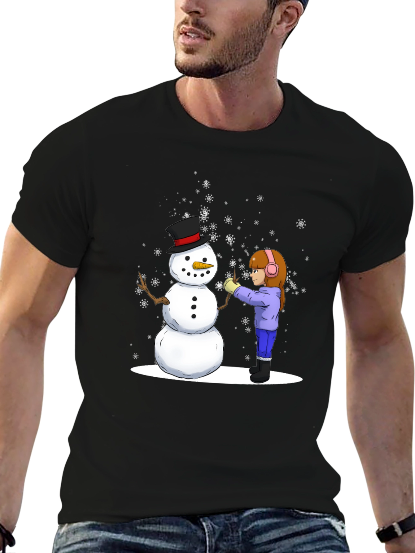 Winter Snowman Building T-Shirt