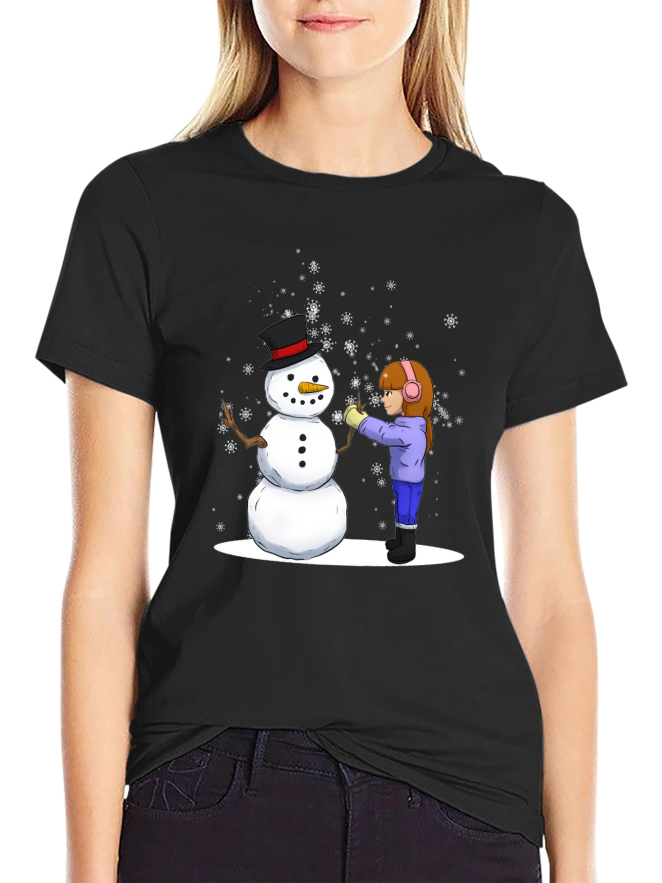 Winter Snowman Building T-Shirt