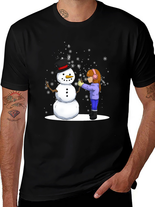 Winter Snowman Building T-Shirt