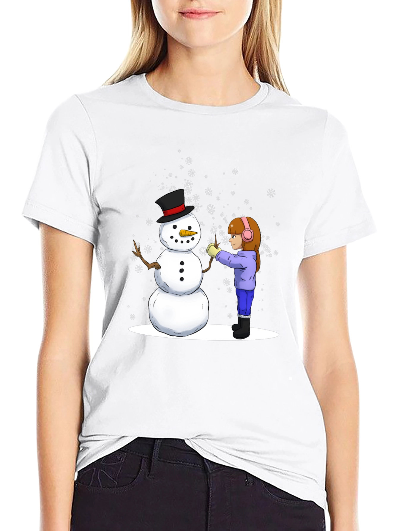 Winter Snowman Building T-Shirt