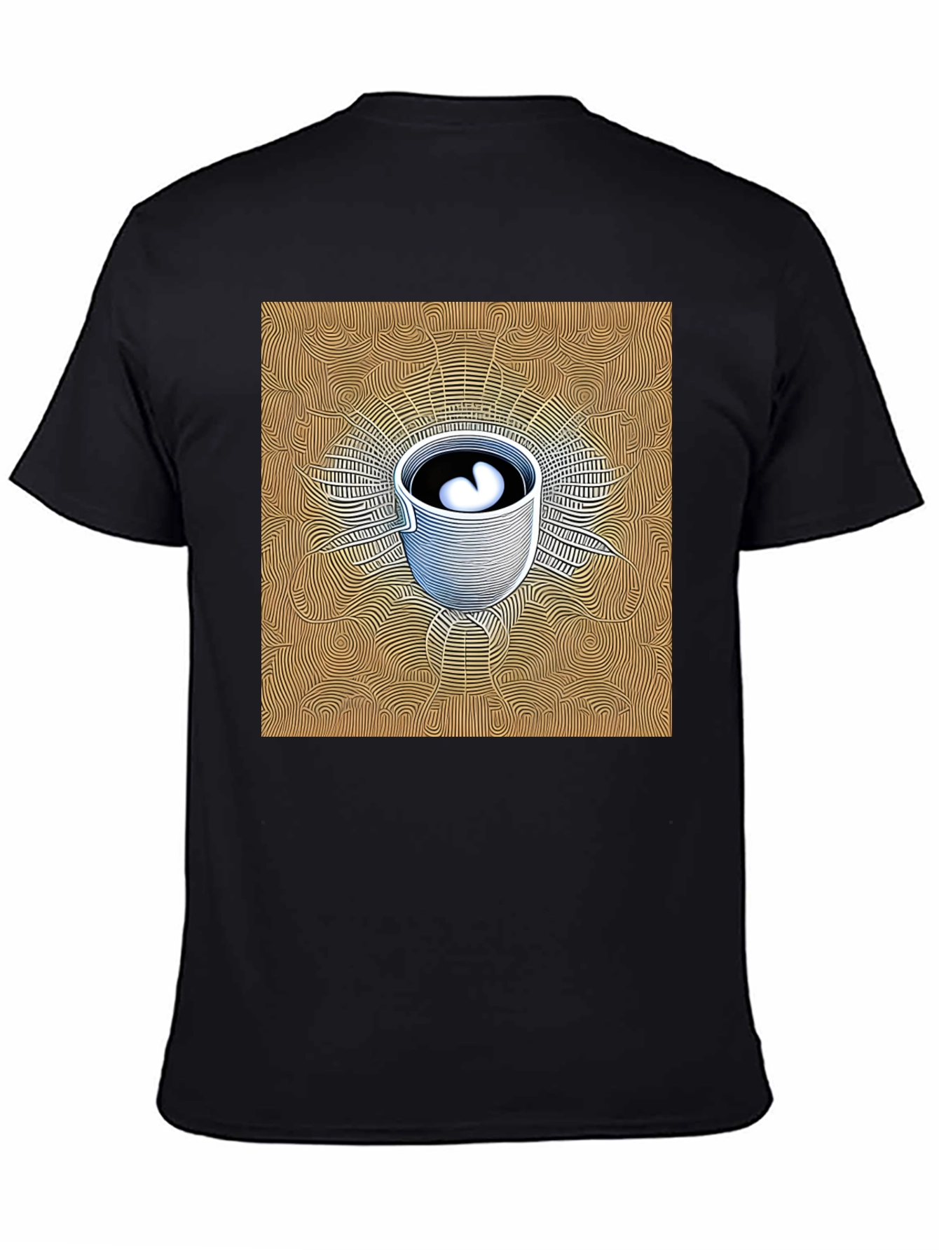 Abstract Coffee Cup Graphic Tee - Black